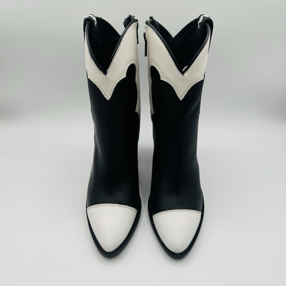 Lucchese Michelle Boots Women's Size 7.5 Black‎ White Leather - Picture 11 of 16